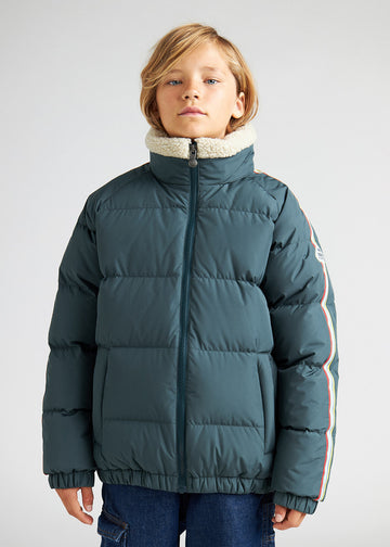 Doudoune enfants à col montant en fausse fourrure Deer Pyrenex x Bonton Baltic Green