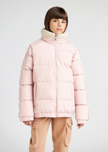 Doudoune enfants à col montant en fausse fourrure Deer Pyrenex x Bonton Peach Whip