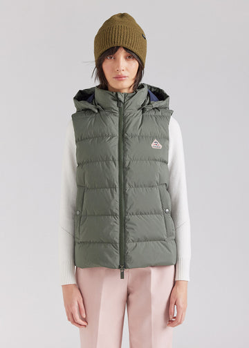 Doudoune sans-manches femme Pyrenex Spoutnic à capuche amovible deep khaki