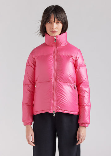 Doudoune courte et brillante pour femme Pyrenex Goldin Rose
