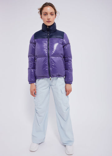 Doudoune courte et brillante pour femme Pyrenex Goldin Mulberry